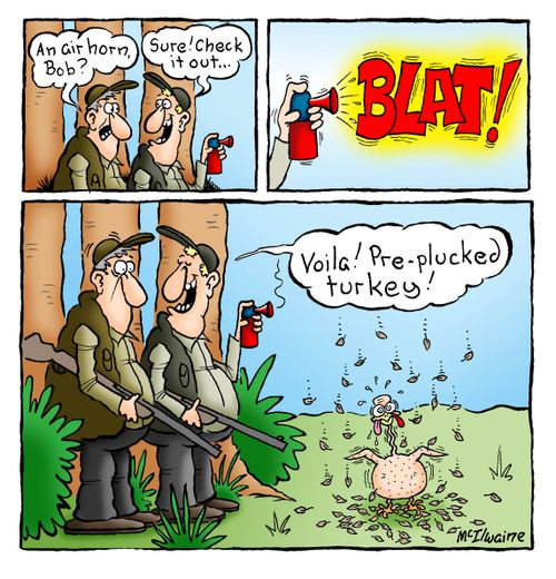 'Voila! Pre-plucked turkey!'
