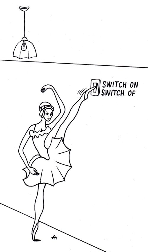 Ballerina and the light switch.