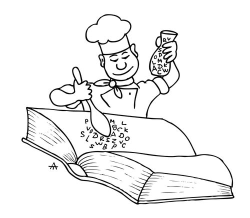 Chef makes a cook book.