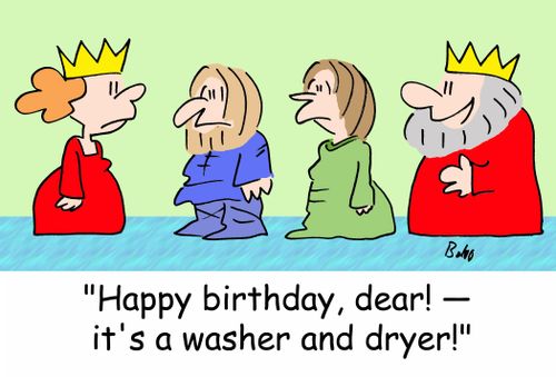 'Happy birthday, dear! -- it's a washer and dryer!'
