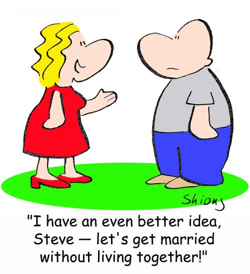 'I have an even better idea, Steve -- let's get married without living together!'