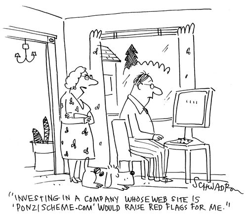 'Investing in a company whose website is Ponzischeme.come would raise red flags for me.'