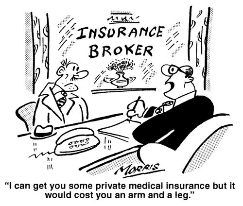 'I can get you some private medical insurance but it would cost you an arm and a leg.'