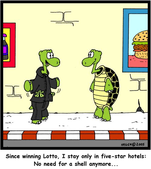 'Since winning Lotto, I stay only in five-star hotels: No need for a shell anymore...'