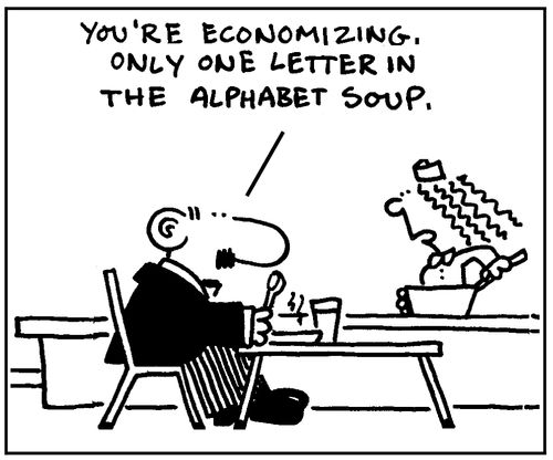 You're economizing. ONly one letter in the alphabet soup.