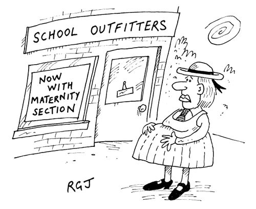 'School Outfitters, now with maternity section'