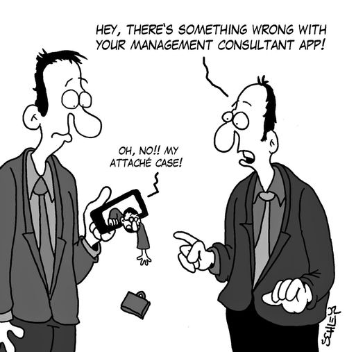 'Hey, there's something wrong with your management consultant app!'