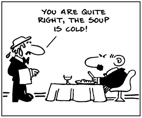 'You are quite right, the soup is cold.'