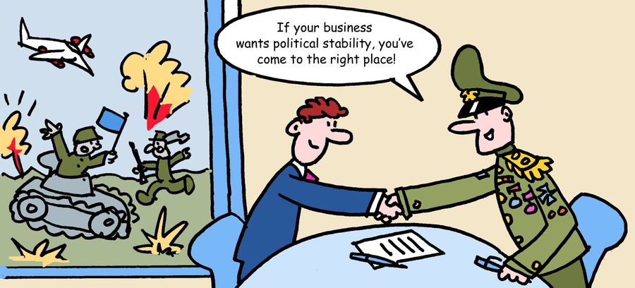 'If your business wants political stability, you've come to the right place.'