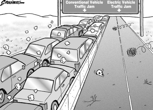 Electric vehicle traffic jam.