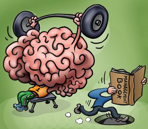 Brains versus management books.