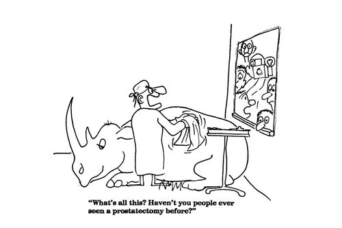 'What's all this? Haven't you people ever seen a prostatectomy before?' 