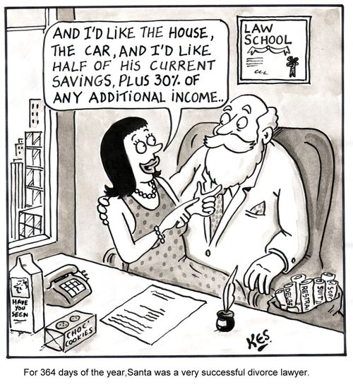 For 364 days of the year Santa was a very successsful divorce lawyer.