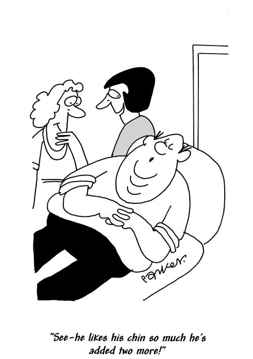 'See-he likes his chin so much he's added two more!'