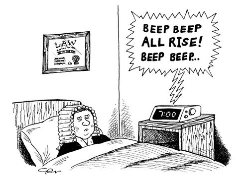 Judges alarm clock: 'beep beep, all rise!'