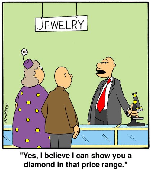 'Yes, I believe I can show you a diamond in that price range.'