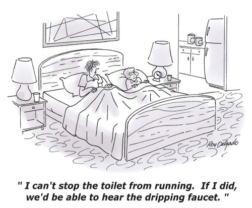 'I can't stop the toilet from running. If I did, we'd be able to hear the dripping faucet.'