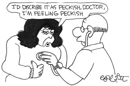 "I'd describe it as peckish, doctor, I'm feeling peckish."