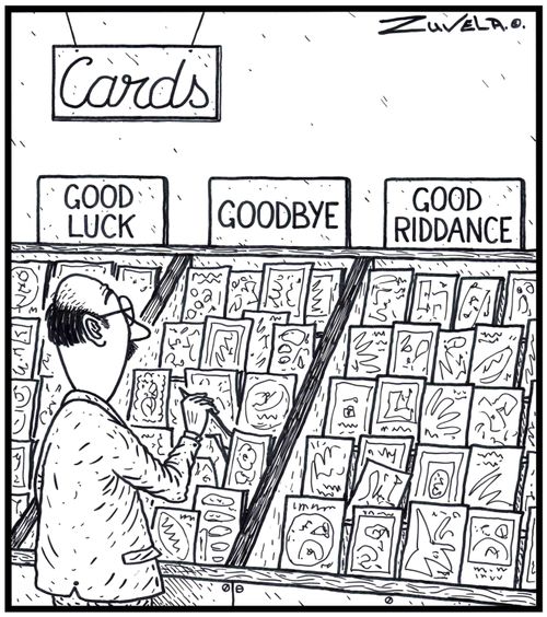 Cards: Good Luck Goodbye Good Riddance.