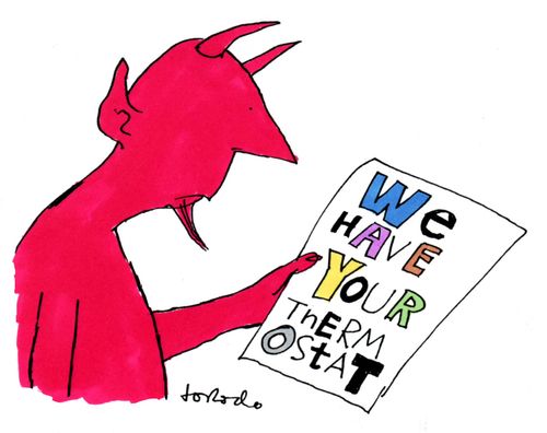 Devil reading ransom note: We have your thermostat.