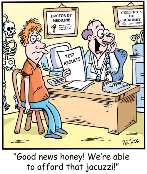 'Good news honey! We're able to afford that jacuzzi!'