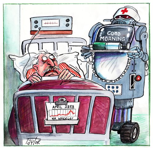 Robotic nurse in a future hospital.