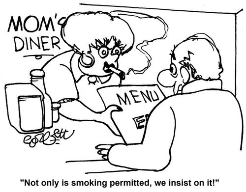'Not only is smoking permitted, we insist on it!'
