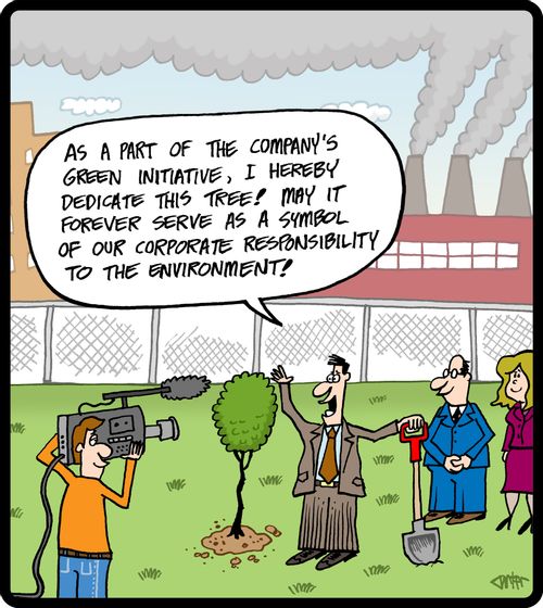 'As a part of the company's green initiative, I hereby dedicate this tree! May it forever serve as a symbol of our corporate responsibility to the environment!