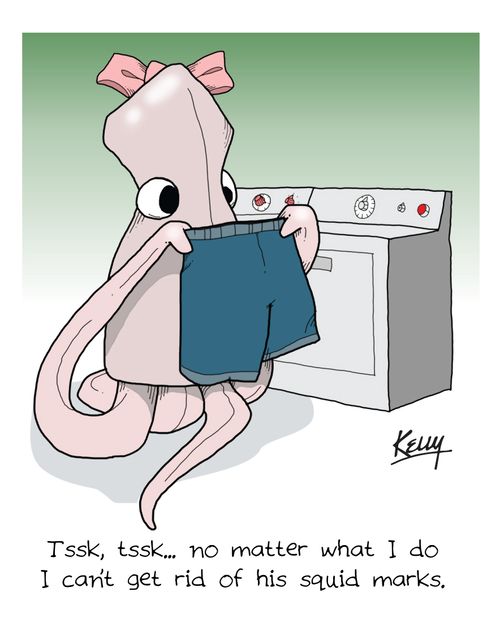'No matter what I do I can't get rid of his squid marks.'