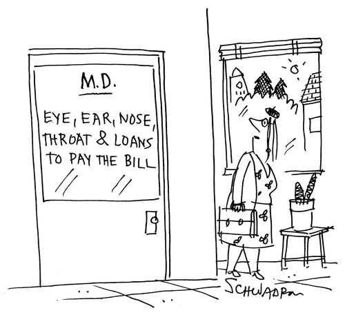 Eye, ear, nose, throat & loans to pay the bill