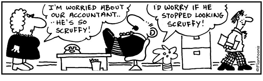 I'm worried about our accountant...he's so scruffy!