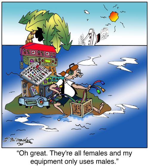 Oh great. They're all females and my equipment only uses males.