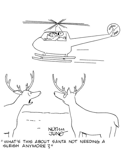 'What's this about Santa not needing a sleigh anymore?'
