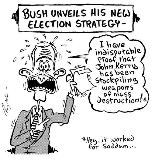 Bush unveils his new election strategy.