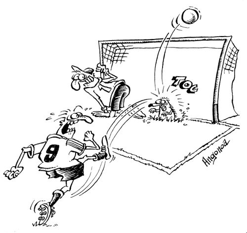 Mole saving a goal.