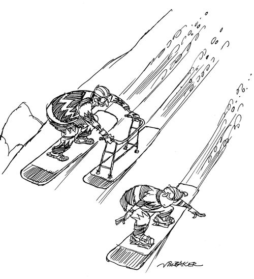 Old snowboarder with a zimmerboard.