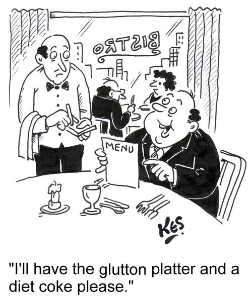 'I'll have the glutton platter and a diet coke please.'