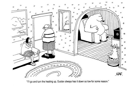 'I'll go and turn the heating up, Gustav always has it down so low for some reason.'