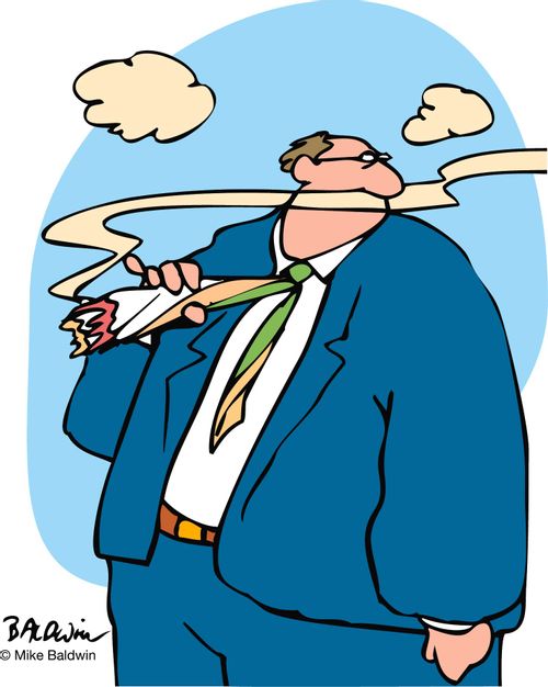 Man burning his tie.