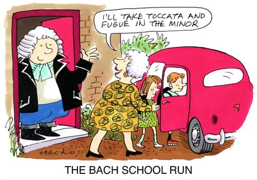 Mrs. Bach takes children on the school run.