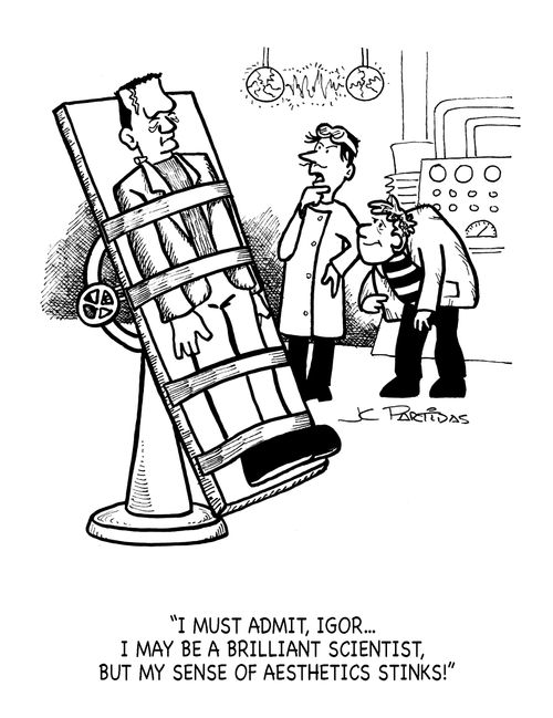 'I must admit, Igor... I may be a brilliant scientist, but my sense of aesthetics stinks!'