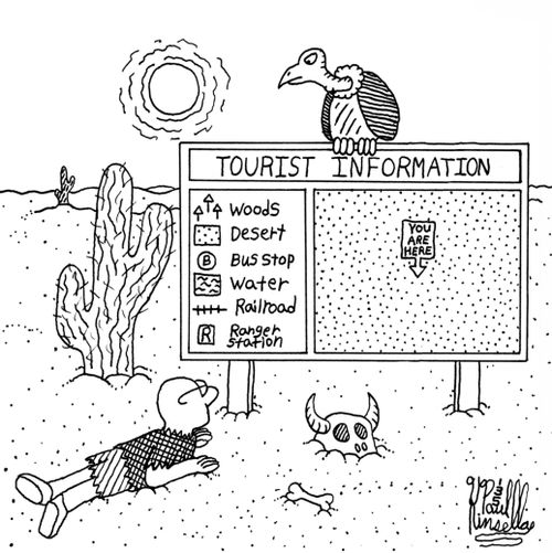 Tourist Information Map in the Desert.
