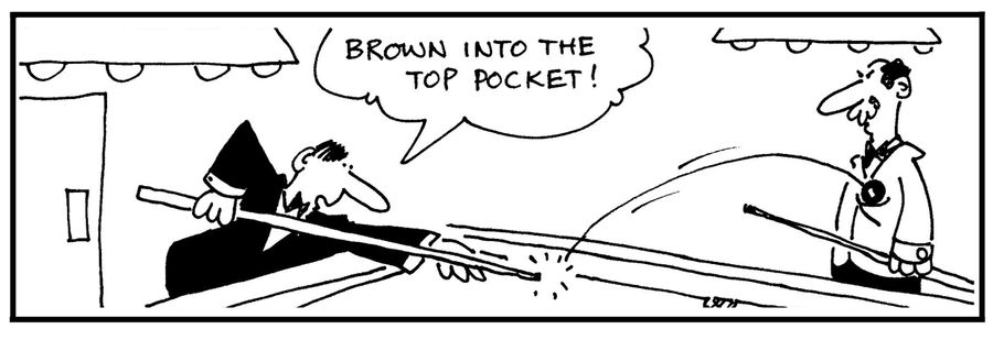'Brown into the top pocket.'