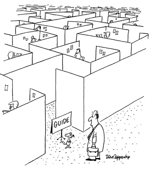 Mouse guide through cubicles.