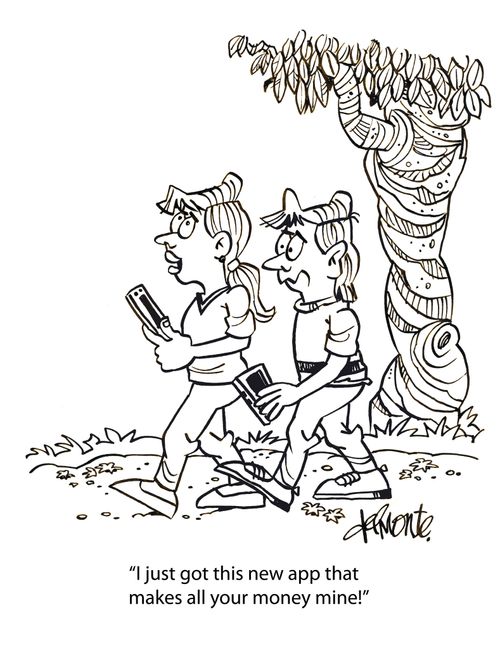 'I just got this new app that makes all your money mine!'