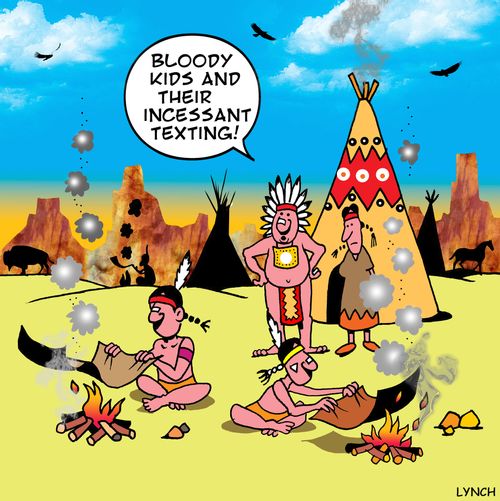 'Bloody kids and their incessant texting.'