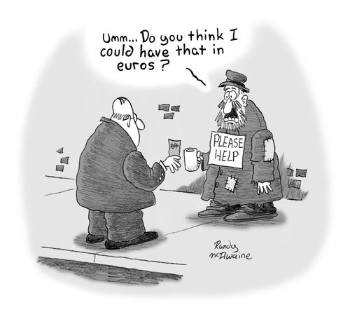 'Umm... Do you think I can have that in euros?'