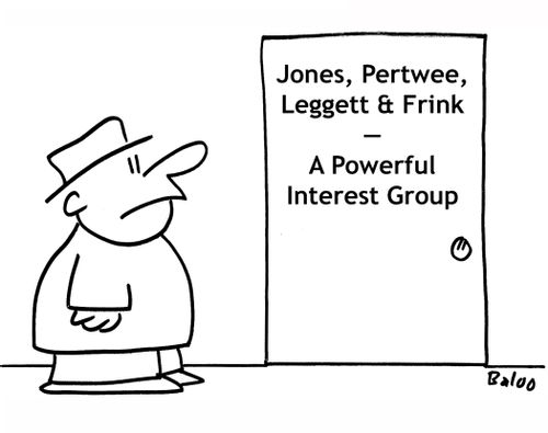 Jones, Pertwee, Leggett and Frink - A Powerful Interest Group. 