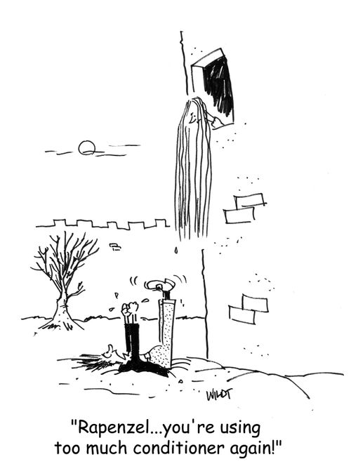 'Rapunzel...you're using too much conditioner again!'