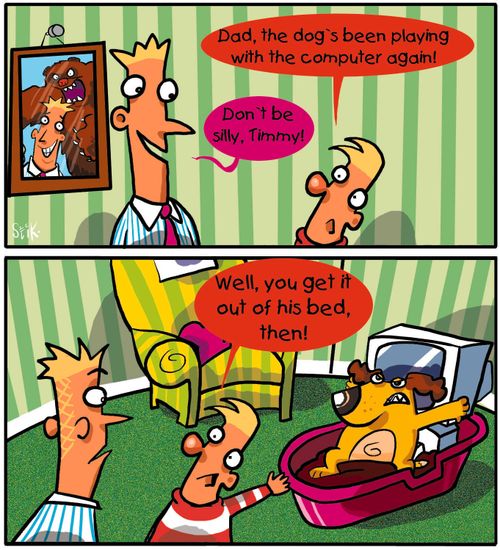 The AdRams Family no.35 - Dog playing with computer